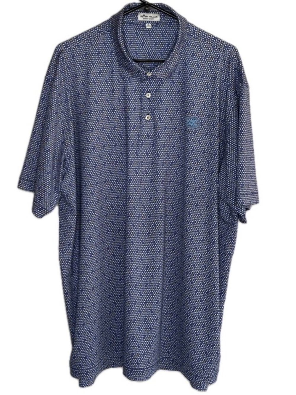 Peter Millar Summer Comfort Polo Shirt Men’s XL Blue Print DC Ranch Golf Club